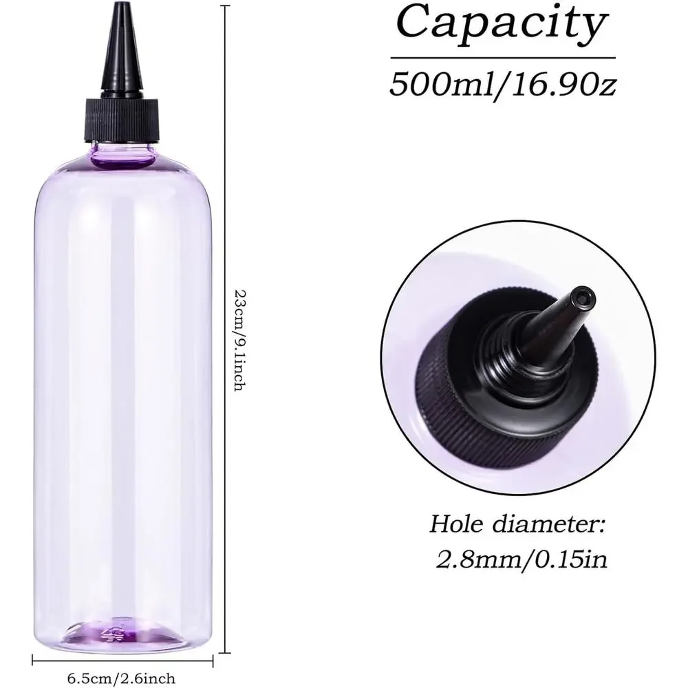 Yebeauty Hair Color Bottle 16.9 oz Clear Purple Twist On Top Tip Cap 10ct New